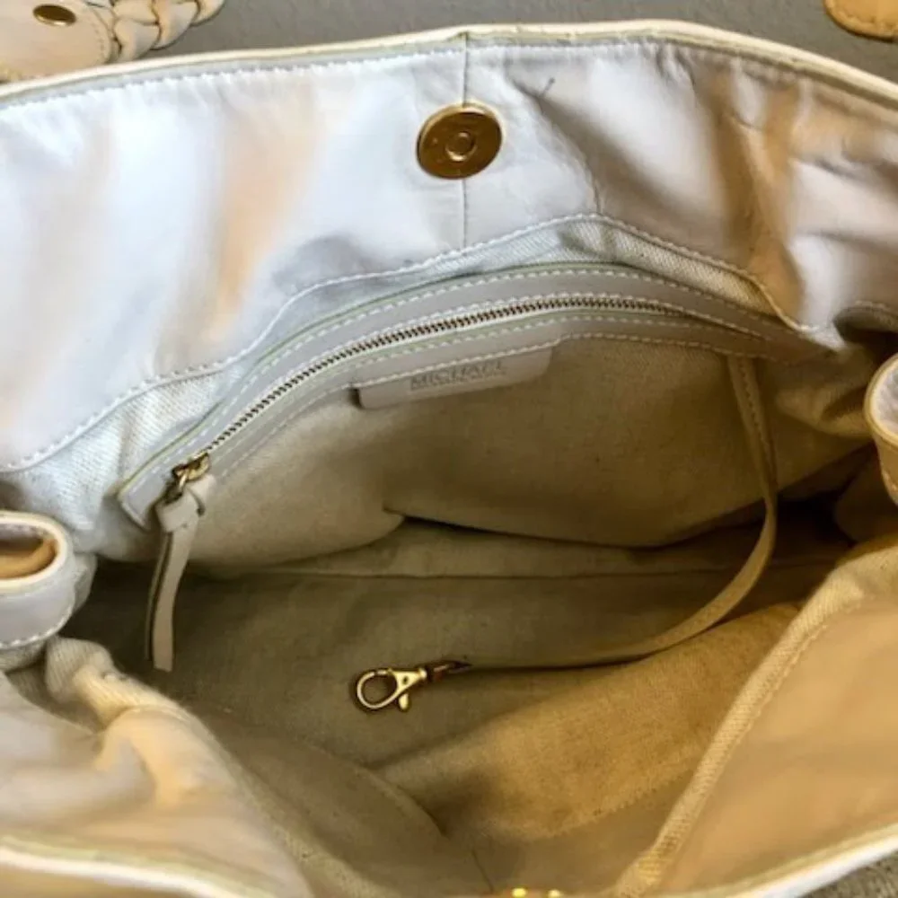 MICHAEL KORS Boho Leather Hobo Bag Braided Straps Cinched Sides MSRP $458